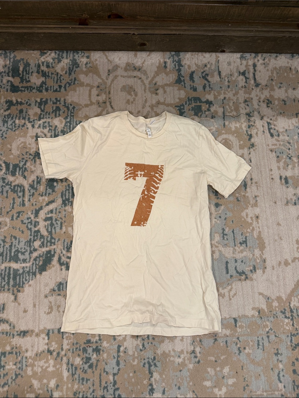 Bella Canvas Cream Short-Sleeve Tee with Rust Number 7